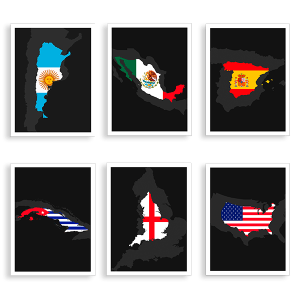 6 "Country Flag" Prints - Wanderlust Maps