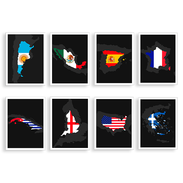 8 "Country Flag" Prints - Wanderlust Maps